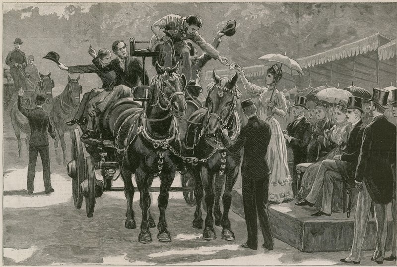 Pfingstmontags-Kutschparade im Regents Park; Prinzessin May überreicht die Abzeichen von English School
