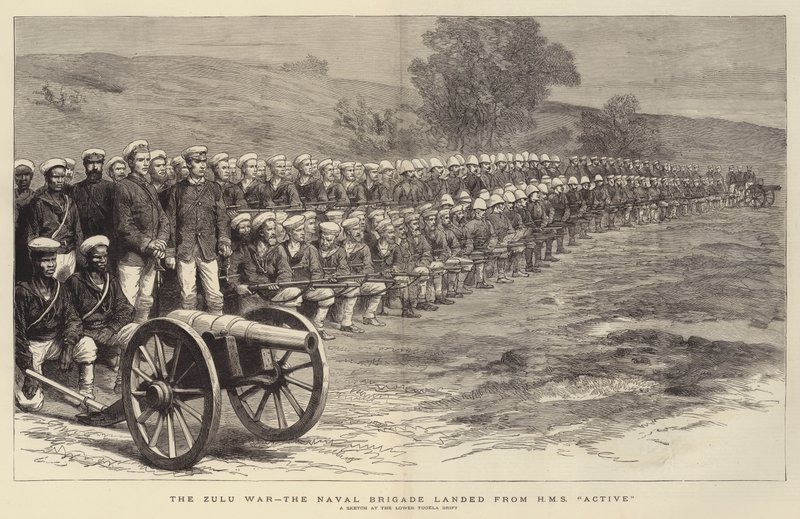 Der Zulukrieg, die Marinebrigade landete von der HMS "Active" von English School