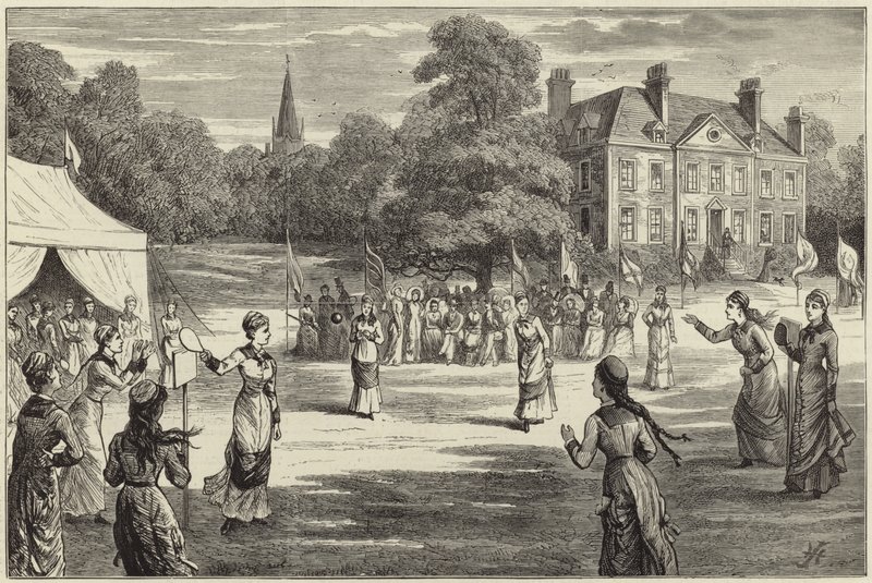 Das alte nationale Spiel Stoolball von English School