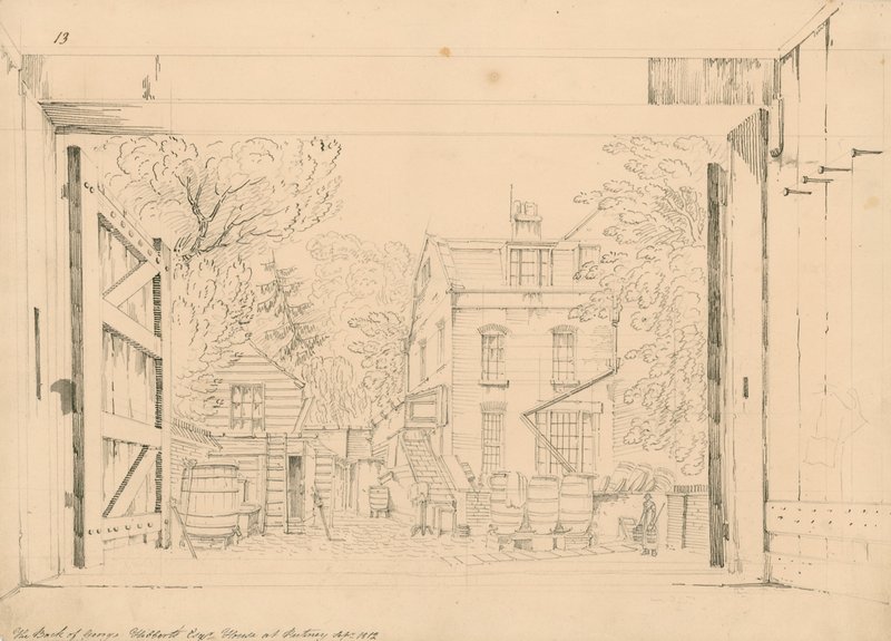 Die Rückseite des Hauses von George Gibbert in Putney, September 1872 von English School