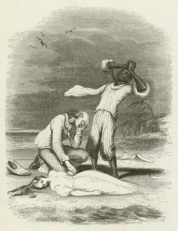 Der Körper von Virginia im Sand gefunden (Stich) von English School