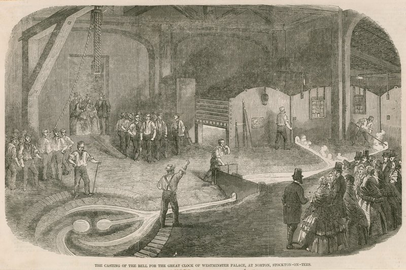 Das Gießen der großen Uhr von Westminster Palace in Norton, Stockton-on-Tees von English School