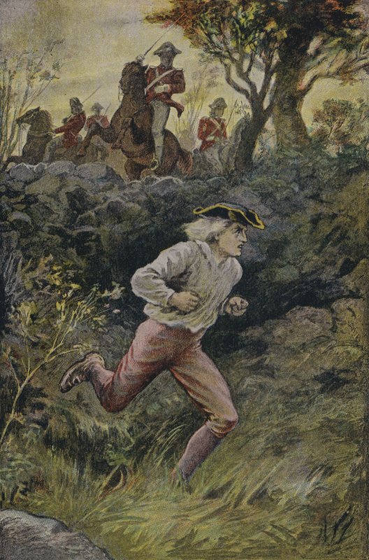 Die Flucht von Harvey Birch: Illustration aus The Spy von James Fenimore Cooper von English School