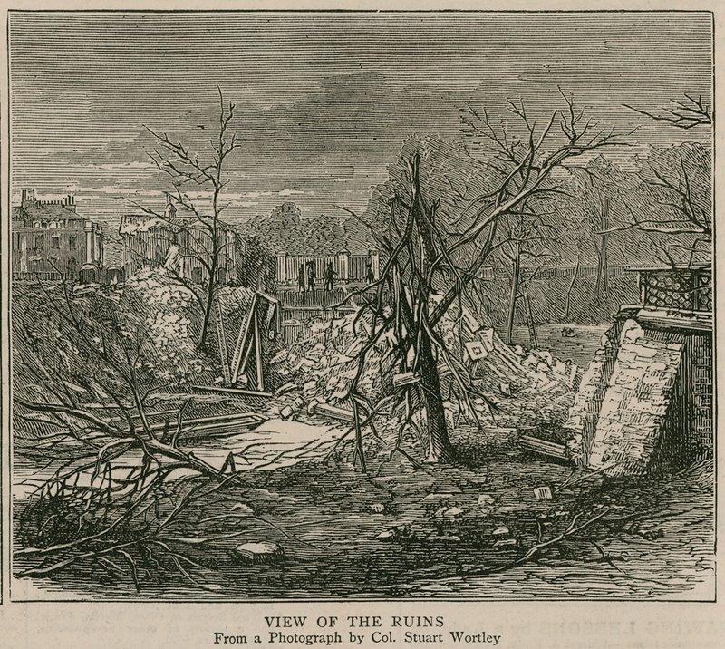 Die Explosion am Regents Canal; Ansicht der Ruinen von English School