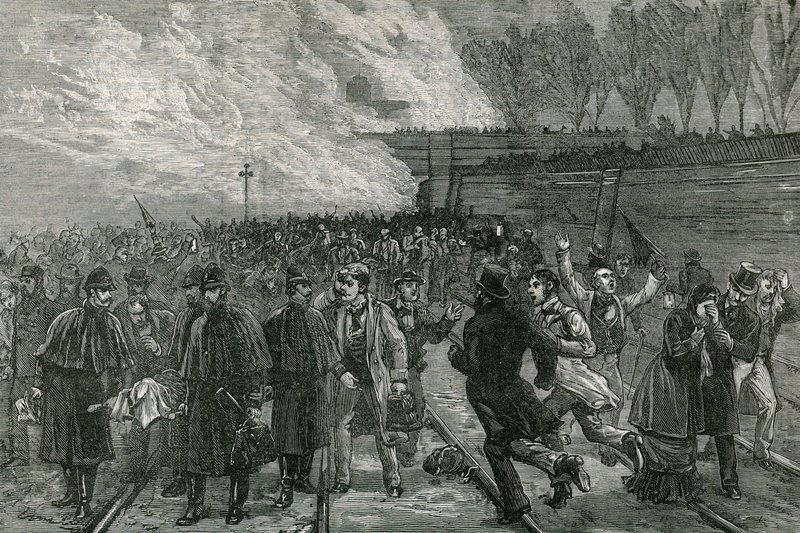 Der tödliche Eisenbahnunfall in Canonbury, die Verwundeten aus dem Tunnel bringen von English School
