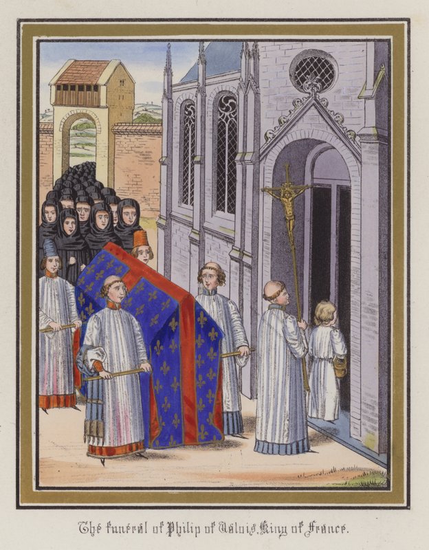 Das Begräbnis von Philipp von Valois, König von Frankreich (farbige Gravur) von English School
