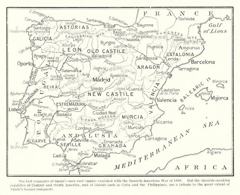 Die letzten Überreste des einst riesigen spanischen Reiches verschwanden mit dem Spanisch-Amerikanischen Krieg von 1898 von English School
