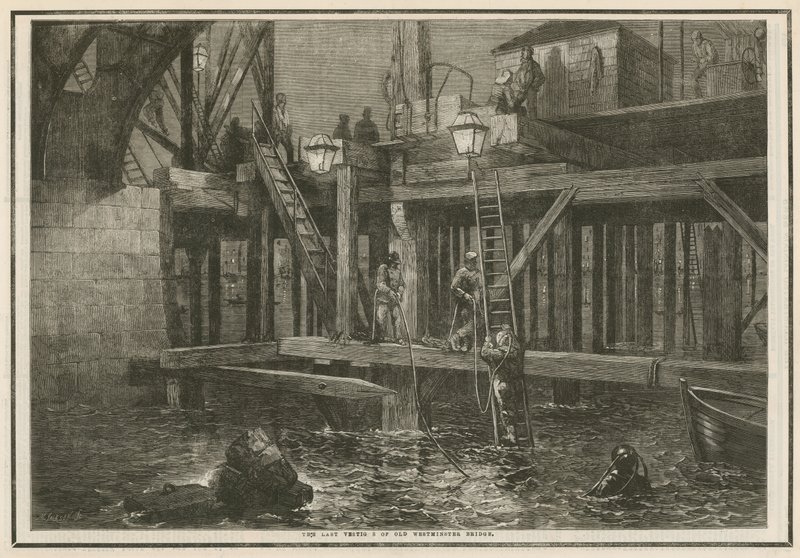Die letzten Überreste der alten Westminster Bridge von English School
