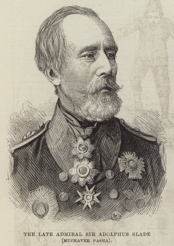 Der verstorbene Admiral Sir Adolphus Slade, Muchaver Pascha (Gravur) von English School