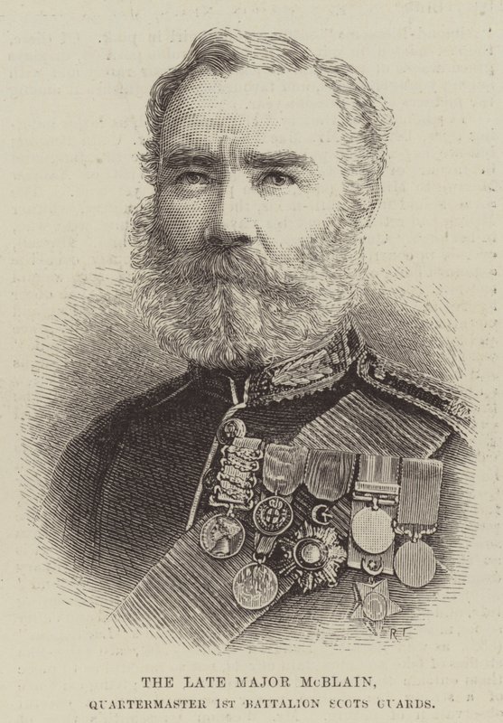 Der verstorbene Major McBlain, Quartiermeister des 1. Bataillons der Scots Guards (Gravur) von English School