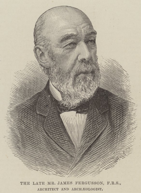 Der verstorbene Herr James Fergusson, FRS, Architekt und Archäologe (Stich) von English School