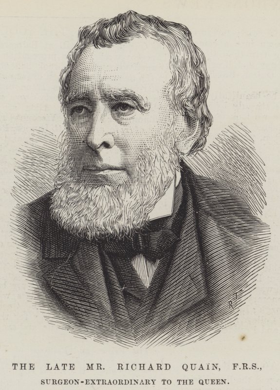 Der verstorbene Herr Richard Quain, FRS, außerordentlicher Chirurg der Königin (Gravur) von English School