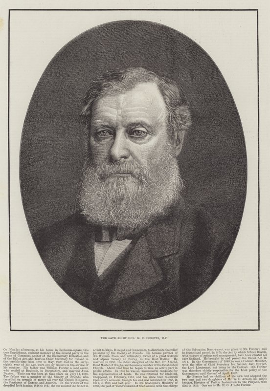 Der verstorbene ehrenwerte W E Forster, MP (Stich) von English School