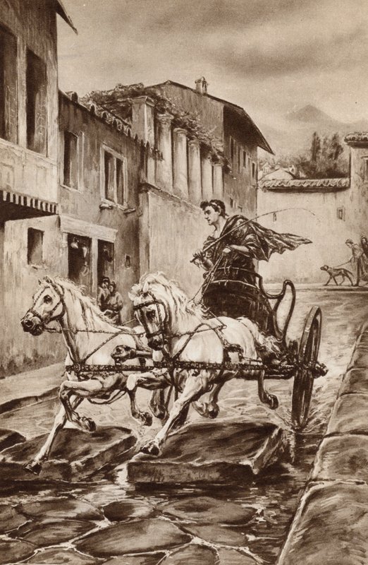Das Leben einer Straße in Pompeji in den großen Tagen, bevor die Stadt verschwand (Farblithografie) von English School