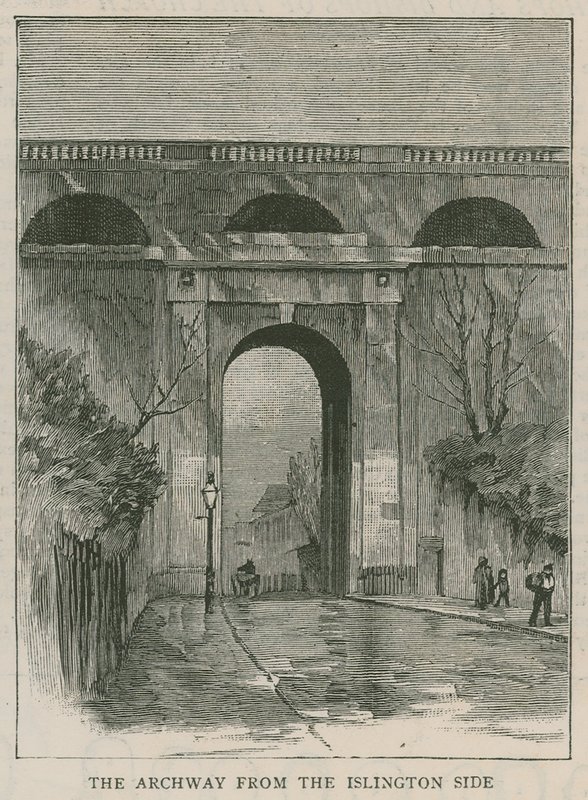 Die neuen Anti-Selbstmord-Geländer am Highgate Archway: der Torbogen von der Islington-Seite von English School