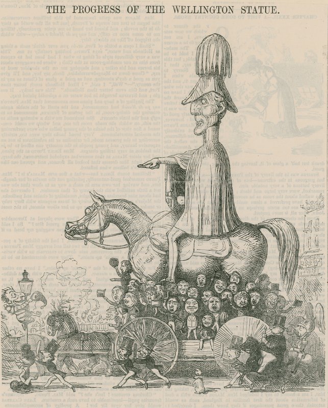 Der Fortschritt der Wellington-Statue, Karikatur von English School