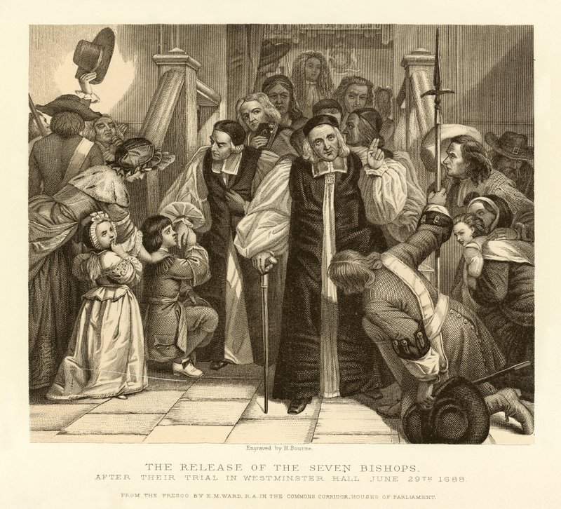 Die Freilassung der sieben Bischöfe nach ihrem Prozess in der Westminster Hall von English School