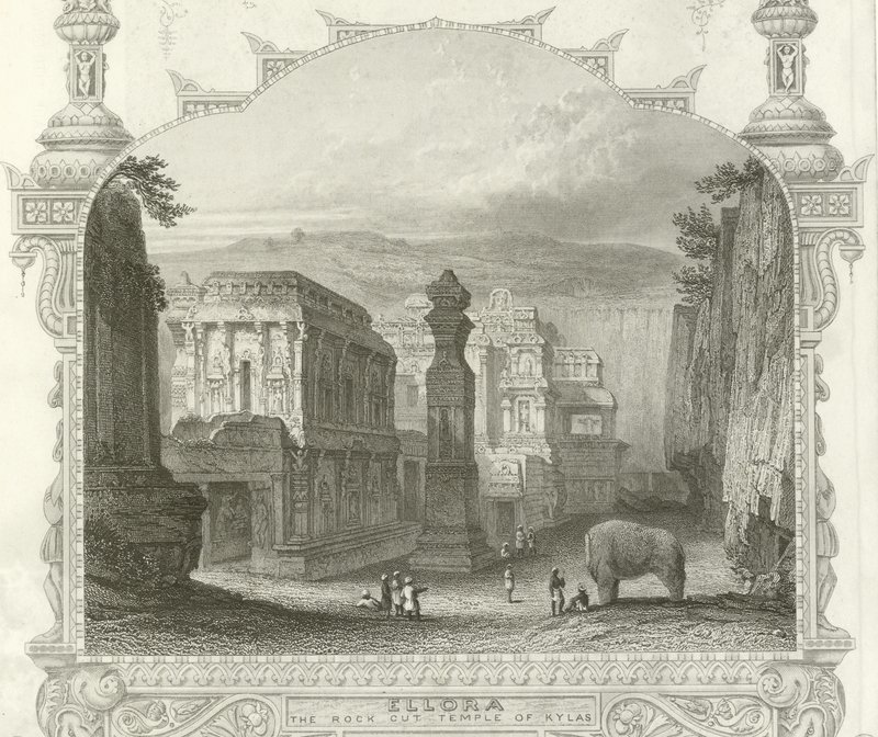 Der Felsentempel von Kailah, Ellora, Indien von English School