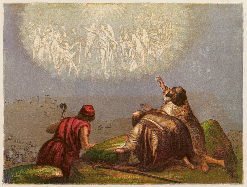 Die Hirten auf dem Feld (Farblithografie) von English School
