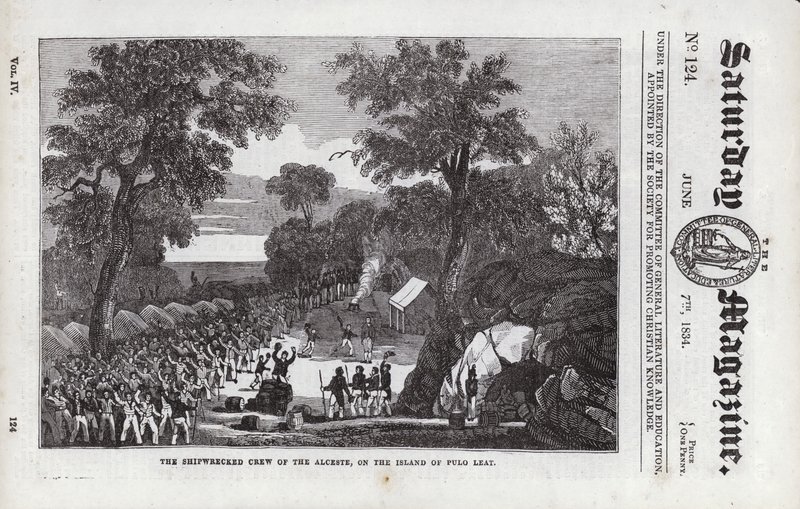 Die schiffbrüchige Besatzung der Alceste auf der Insel Pulo Lea von English School