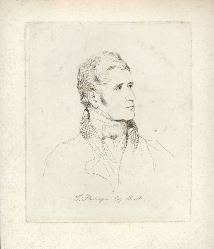 Thomas Phillips, englischer Porträt- und Themenmaler. Radierung von Mary Dawson Turner von English School