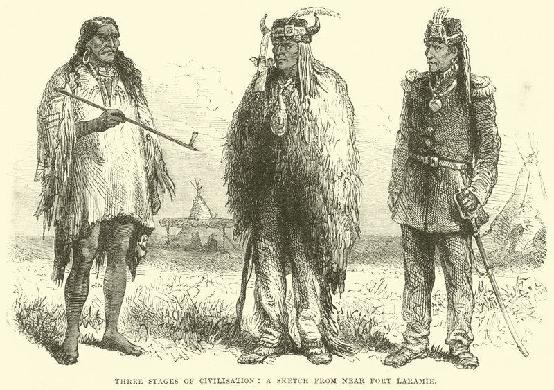Drei Stufen der Zivilisation, eine Skizze aus der Nähe von Fort Laramie von English School
