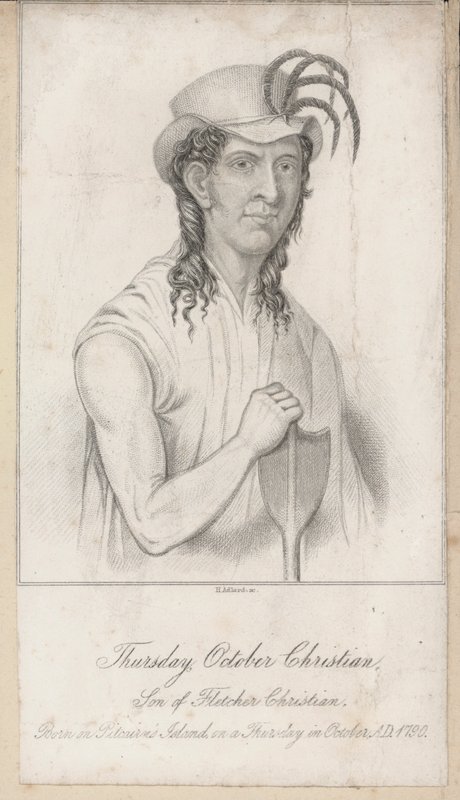 Thursday October Christian, Sohn von Fletcher Christian (Gravur) von English School