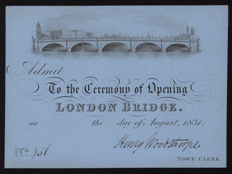 Eintrittskarte zur Eröffnung der London Bridge von English School