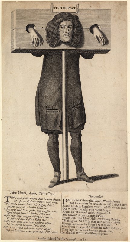 Titus Oates im Pranger, veröffentlicht 1685 von English School