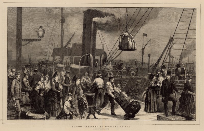 Nach Schottland auf dem Seeweg - eine Skizze am Irongate Wharf von English School