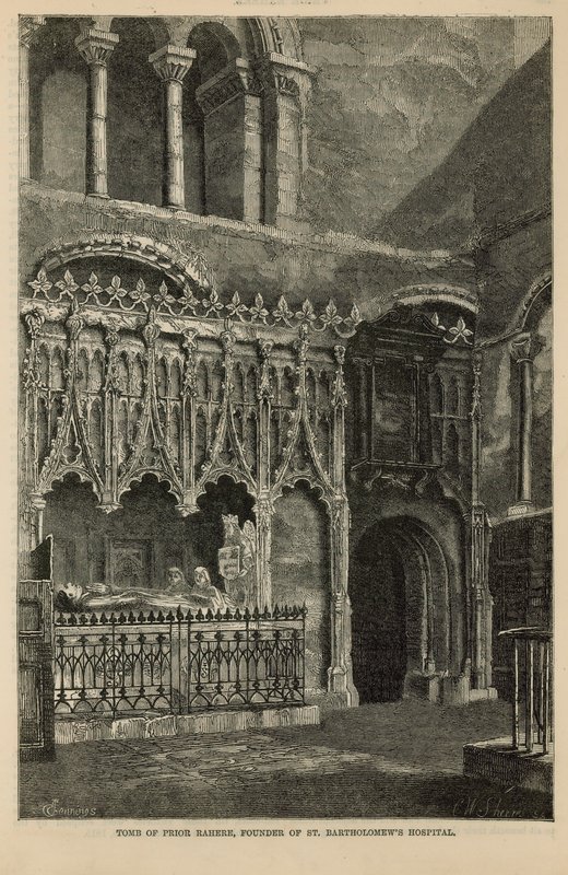 Grab von Prior Rahere, Gründer des St. Bartholomäus-Hospitals von English School