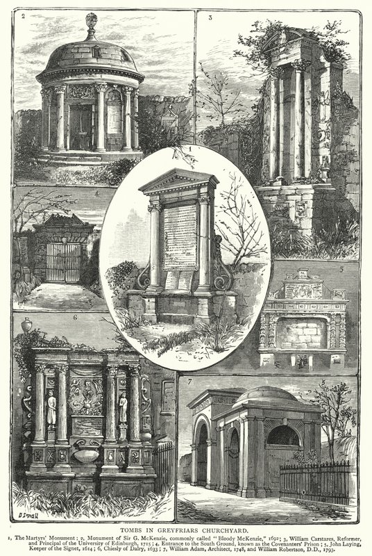 Gräber im Greyfriars Kirchhof (Gravur) von English School