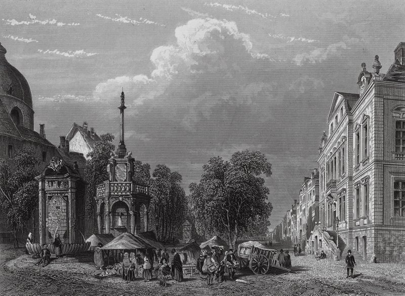 Rathaus und Marktplatz, Lüttich von English School