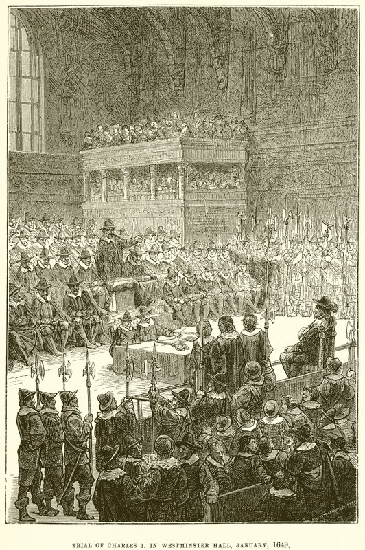 Prozess gegen Karl I. in der Westminster Hall, Januar 1649 von English School