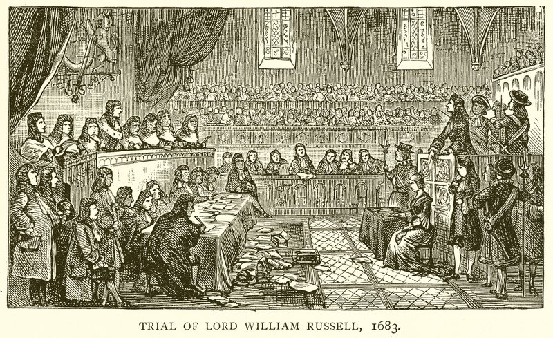 Prozess gegen Lord William Russell, 1683 von English School
