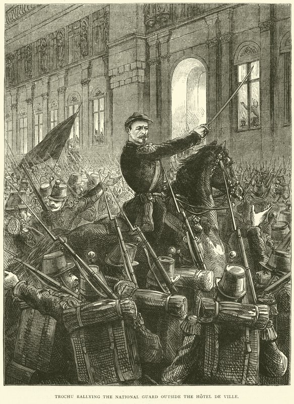 Trochu versammelt die Nationalgarde vor dem Hôtel de Ville, Oktober 1870 von English School