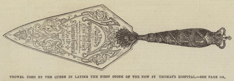 Kelle, die von der Königin beim Legen des ersten Steins des neuen St. Thomas