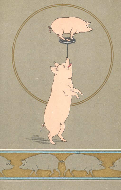 Zwei anthropomorphe Schweine im Zirkus von English School
