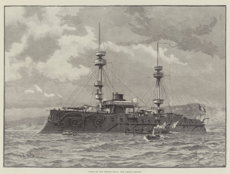 Typen der französischen Marine, der Amiral Baudin (Gravur) von English School