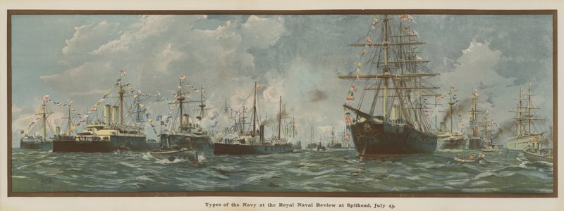 Typen der Marine bei der Royal Naval Review in Spithead, 23. Juli (Chromolithografie) von English School