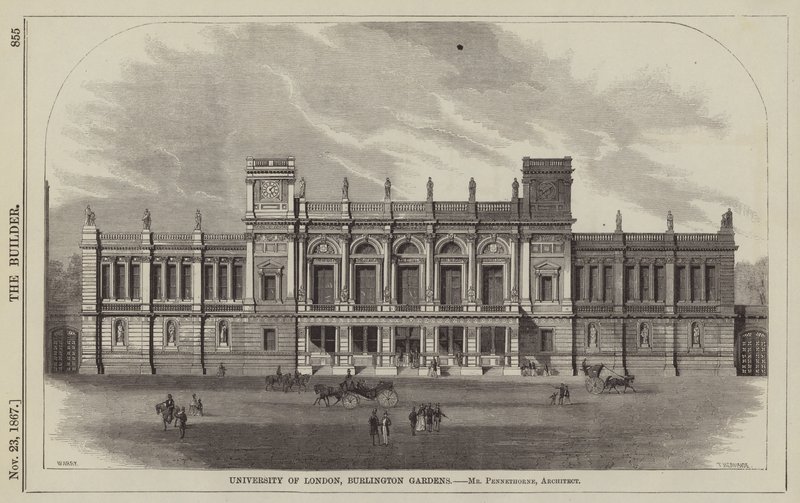 Universität von London, Burlington Gardens, Mr. Pennethorne, Architekt (Gravur) von English School
