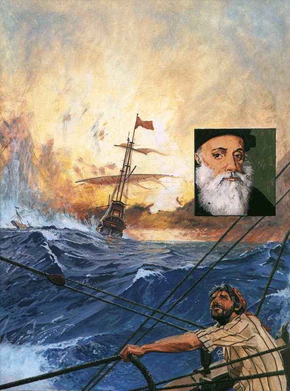 Vasco da Gamas Schiffe umsegeln das Kap von English School