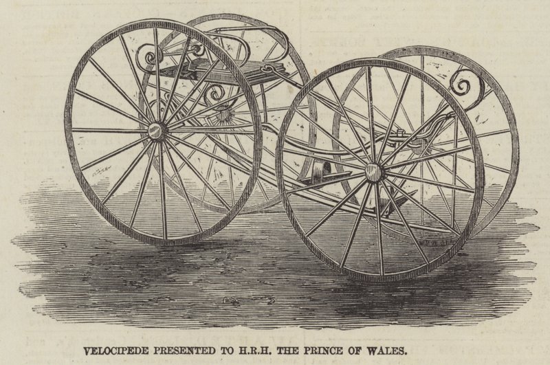 Velociped, präsentiert an Seine Königliche Hoheit den Prinzen von Wales (Stich) von English School