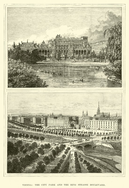 Wien, der Stadtpark und der Ringstraßen-Boulevard von English School