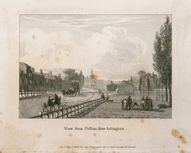 Blick von Pullins Row, Islington von English School