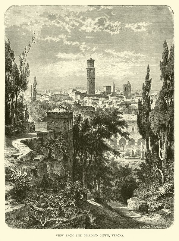 Blick vom Giardino Giusti, Verona von English School
