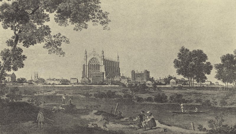 Ansicht des Eton College, um 1747 (Gravur) von English School
