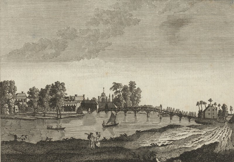 Ansicht von Hampton Court vom gegenüberliegenden Ufer der Themse von English School