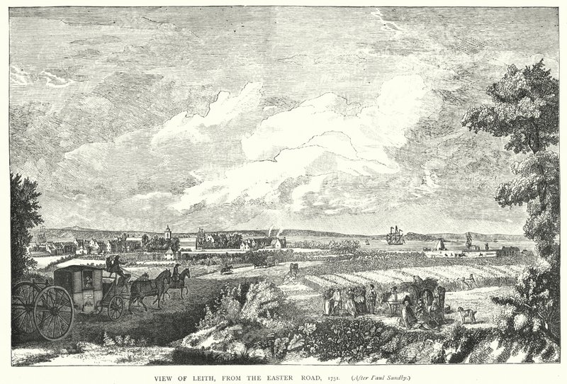 Ansicht von Leith, von der Easter Road, 1751 von English School