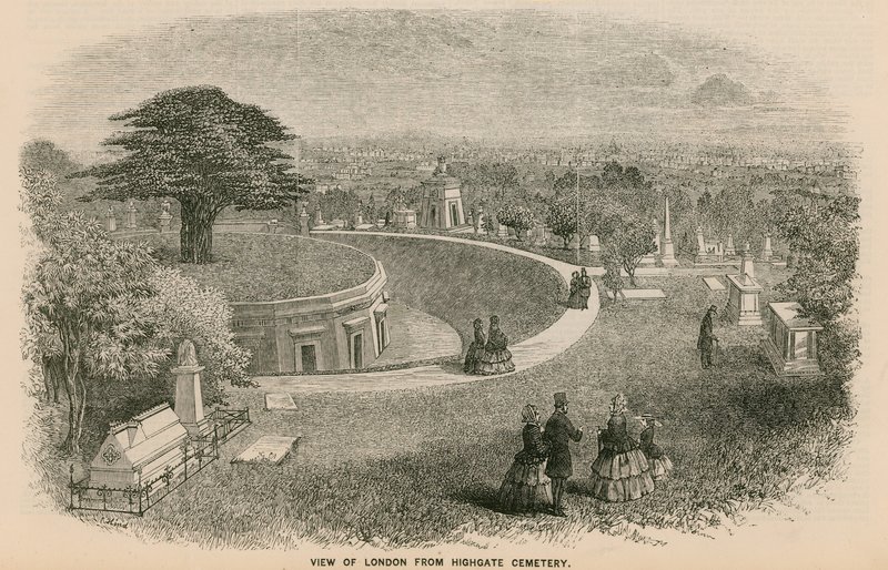 Blick auf London vom Highgate Cemetery von English School